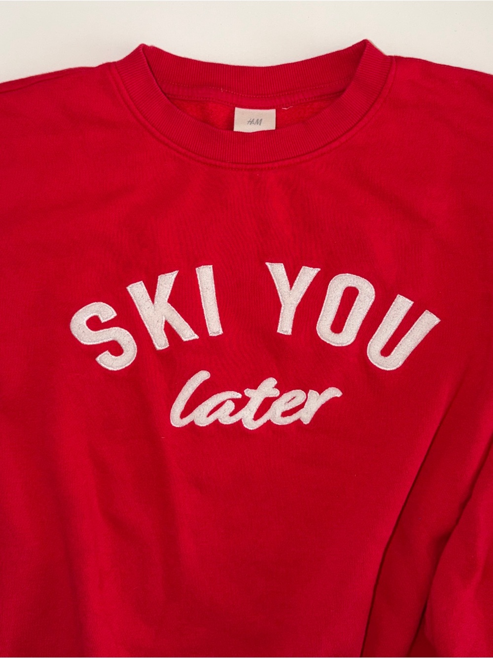 H&M Ski Ya Later Red Sweatshirt Oversized Crewneck White Letters Women’s M